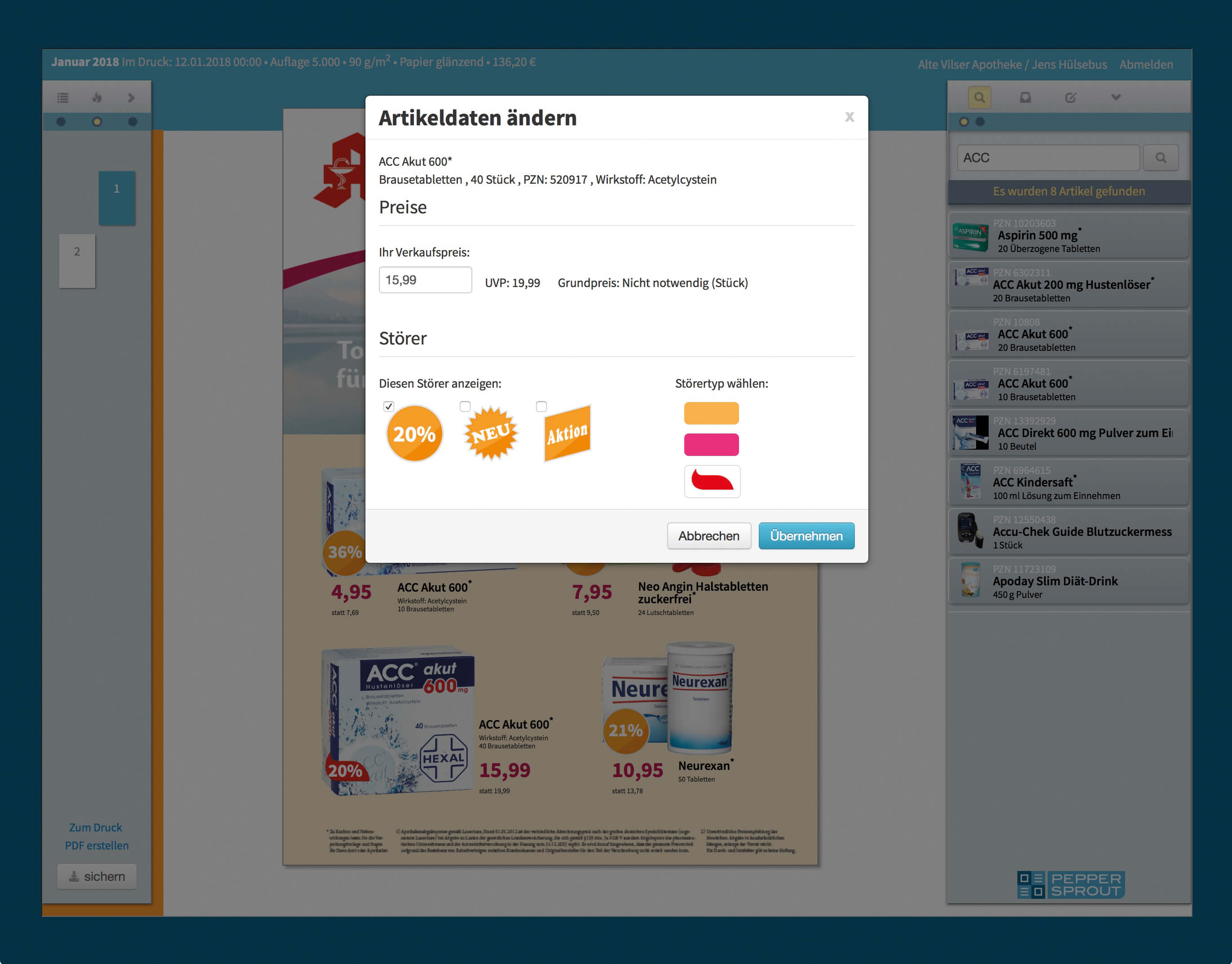 Flyer-Tool - Screenshot aus mein.apotheken.de